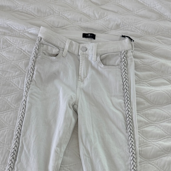 NWOT 7 for all mankind white Jeans with Braided Side Detail - Picture 3 of 8